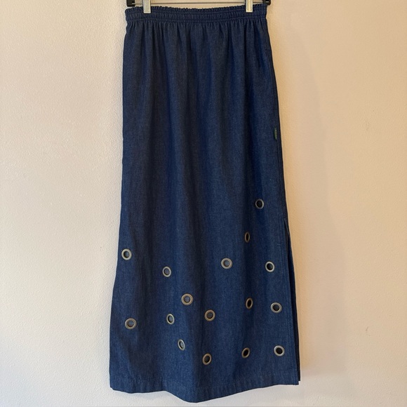 NEW GENE EWING BIS BIS denim Gromit maxi skirt size small vintage - Picture 1 of 10